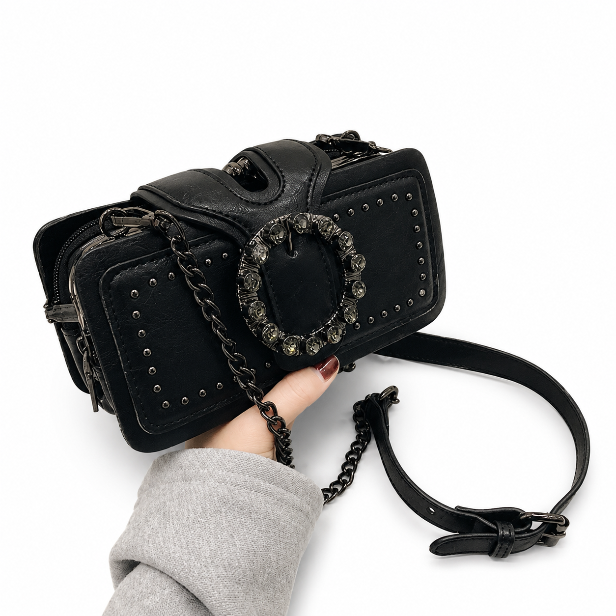 Vintage-Style Square Leather Crossbody Bags