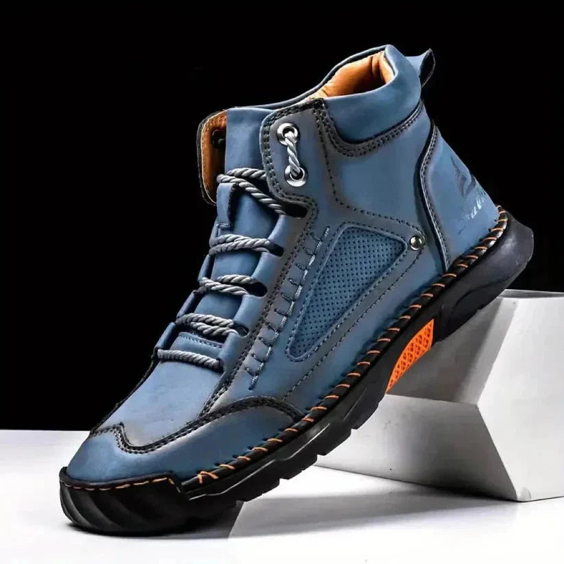 Dorian Men's Short Ankle Synthetic Leather Shoes and Handmade Stitching