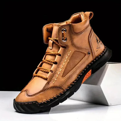 Dorian Men's Short Ankle Synthetic Leather Shoes and Handmade Stitching