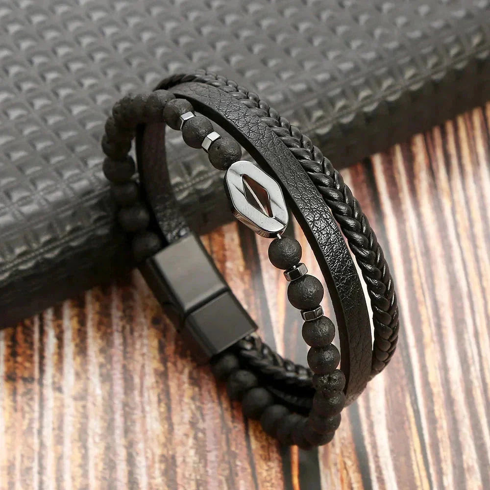 Pulseira Klaiven em Couro Sintético