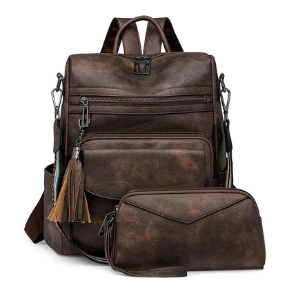 Mochila Feminina com Necessaire em Couro Sintético