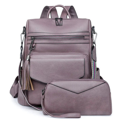 Mochila Feminina com Necessaire em Couro Sintético