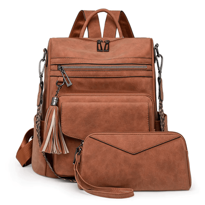 Mochila Feminina com Necessaire em Couro Sintético