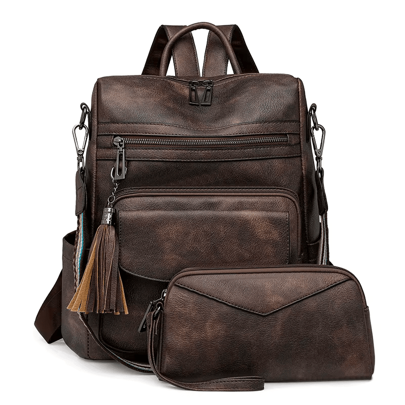 Mochila Feminina com Necessaire em Couro Sintético