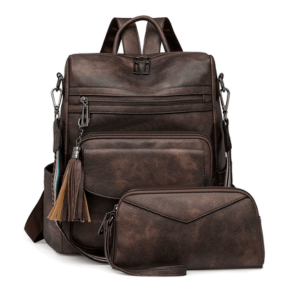 Mochila Feminina com Necessaire em Couro Sintético
