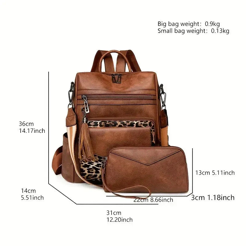 Mochila Feminina com Necessaire em Couro Sintético
