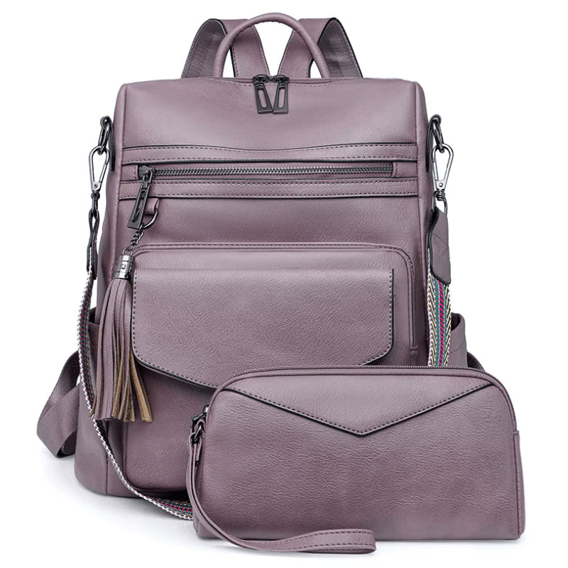 Mochila Feminina com Necessaire em Couro Sintético