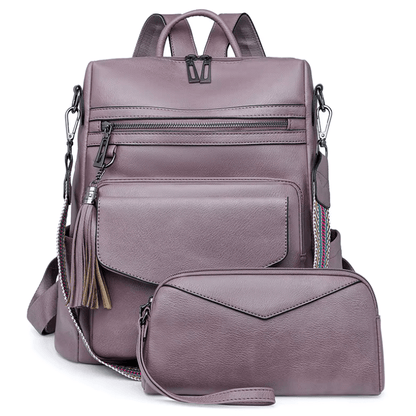 Mochila Feminina com Necessaire em Couro Sintético