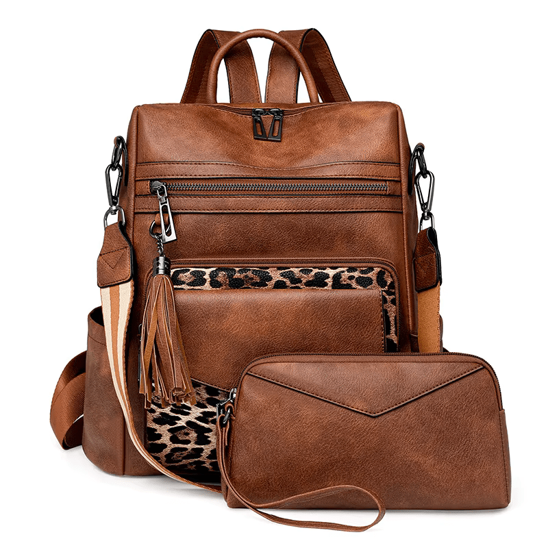 Mochila Feminina com Necessaire em Couro Sintético