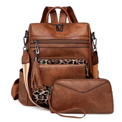 Mochila Feminina com Necessaire em Couro Sintético