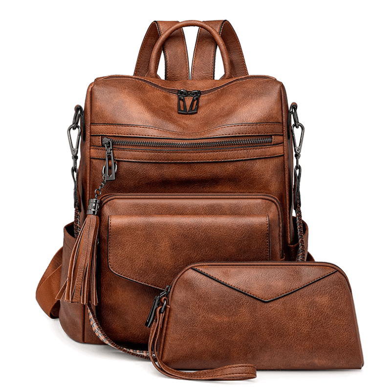 Mochila Feminina com Necessaire em Couro Sintético