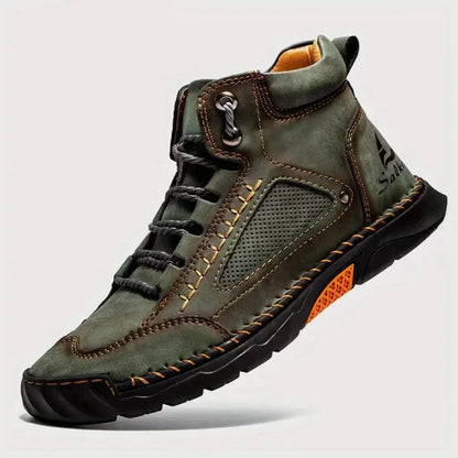 Dorian Men's Short Ankle Synthetic Leather Shoes and Handmade Stitching