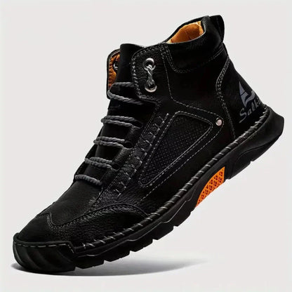 Dorian Men's Short Ankle Synthetic Leather Shoes and Handmade Stitching