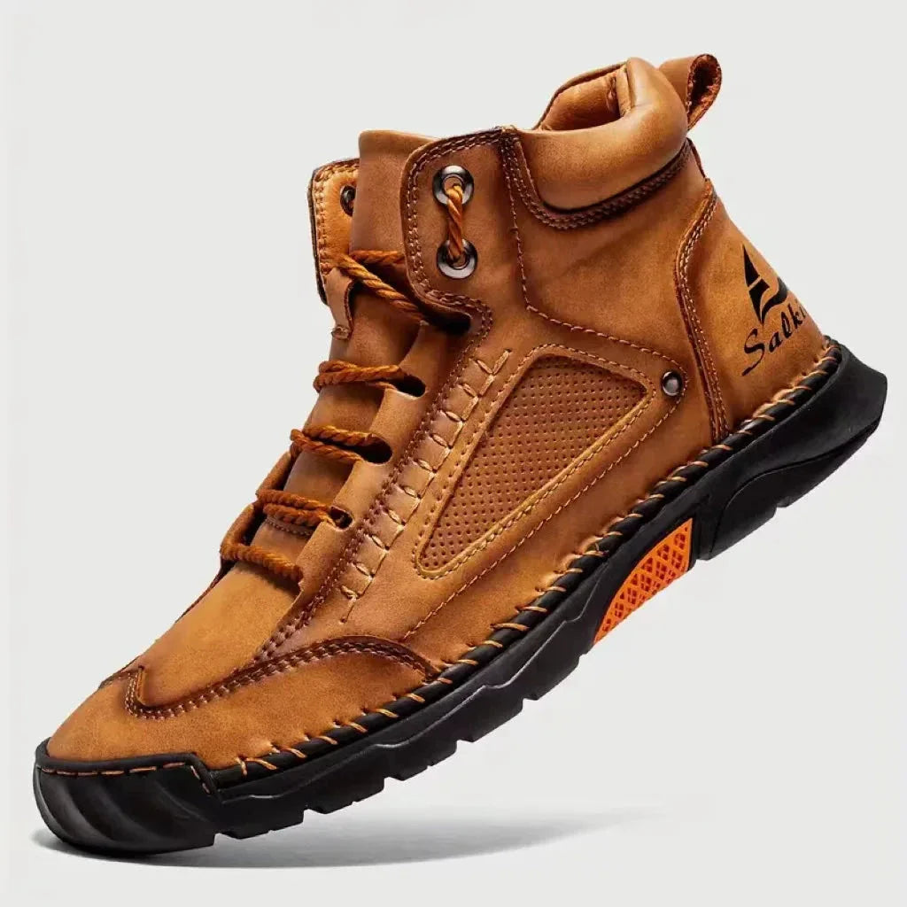 Dorian Men's Short Ankle Synthetic Leather Shoes and Handmade Stitching